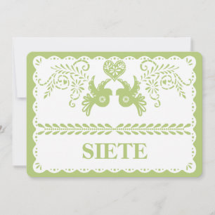 Papel Picado Siete Número de Mesa Siete Dorado Fie