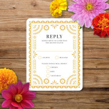 Papel Picado Warm Neutra | Tarjeta RSVP de respues