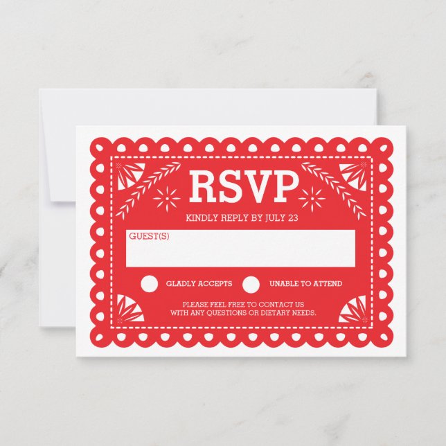 Papel Picado Wedding RSVP Red (Anverso)