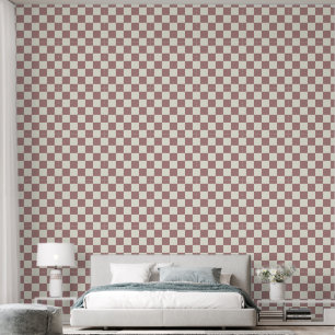 Papel Pintado 2" Tablero de Ajedrez Terracota Rosa y Blanco Marf