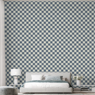Papel Pintado 2" Tablero de Damas Pizarra Azul y Marfil Blanco