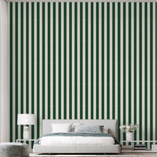 Papel Pintado 3" Franja vertical terrosa verde oscuro y blanco m
