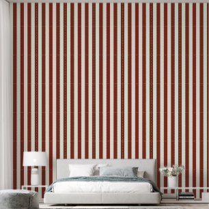 Papel Pintado 3" Franja vertical terroso rojo marrón y blanco ma