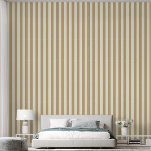 Papel Pintado 3" Raya Terrosa Dorado Suave y Blanco Marfil