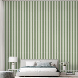Papel Pintado 3" Raya Verde Esmeralda Terroso y Blanco Marfil