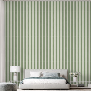 Papel Pintado 3" Raya Verde Esmeralda Terroso y Blanco Marfil