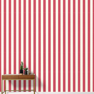 Papel Pintado 3" Raya Vertical Terroso Rojo y Blanco Marfil