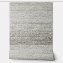Papel pintado 3D de ladrillo crema cepillado