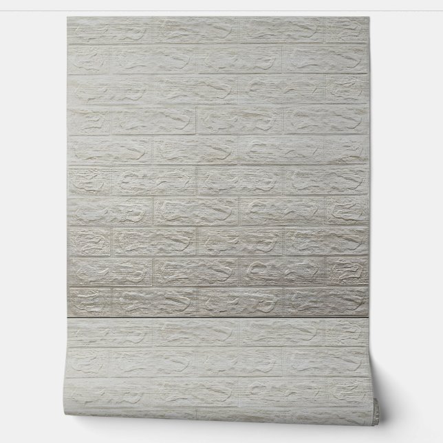 Papel pintado 3D de ladrillo crema cepillado (Desenrollar)