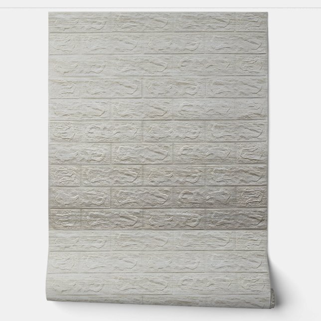 Papel pintado 3D de ladrillo de crema cepillada (Desenrollar)