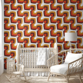 Papel Pintado 70s Bold Retro Modern Motif in Orange & Brown