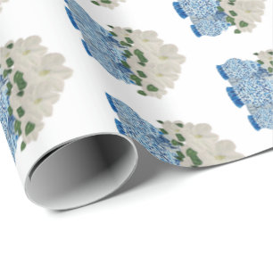 Papel pintado a mano para envolver jengibre azul
