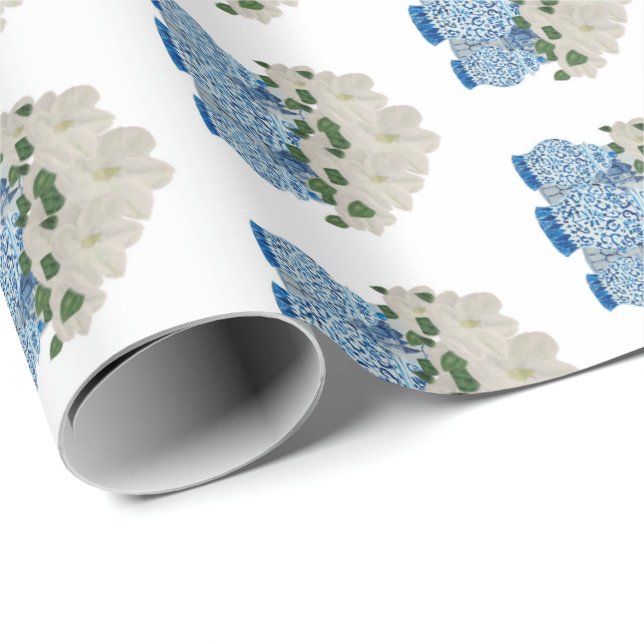 Papel pintado a mano para envolver jengibre azul (Esquina del rollo)