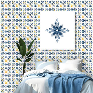Papel Pintado A Mediterranean Tile Design with Floral Geometric 