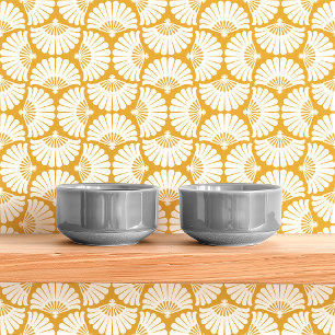 Papel Pintado Abanico de Palma Ogee Amarillo y Blanco Moderno