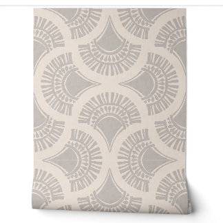 Papel Pintado Abanico De Sol Geométrico Boho Textural - Pizarra