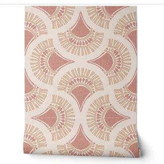 Papel Pintado Abanico geométrico boho texturizado - Terracota
