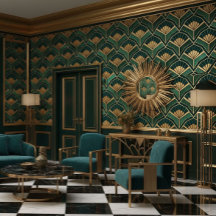 Abanicos Art Deco de Oro Verde