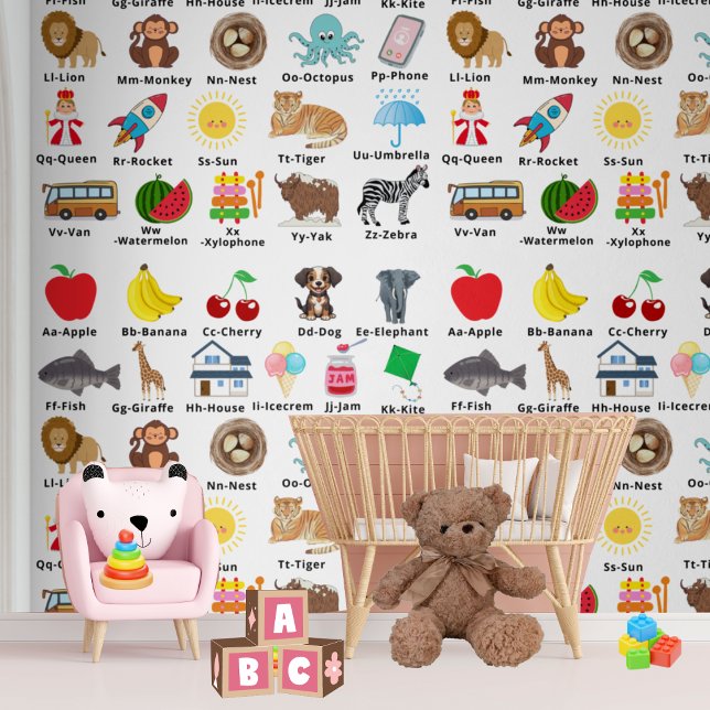 Papel Pintado ABC Alfabeto Neutral Niños Decoración de guardería (Subido por el creador)