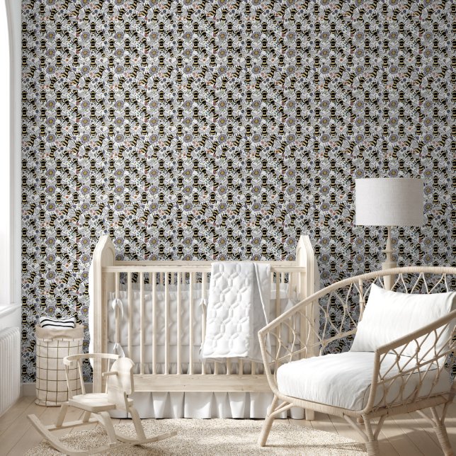 Papel Pintado Abeja Floral Pastel  (Niños)