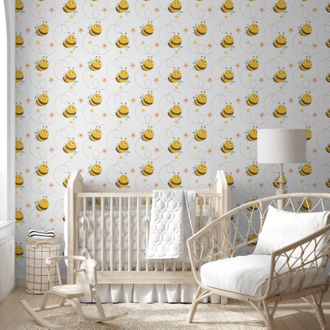 Papel Pintado Abejas con burbujas, guardería infantil (Niños)