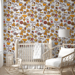 Papel Pintado Abejas cortas unisex estampado vivero