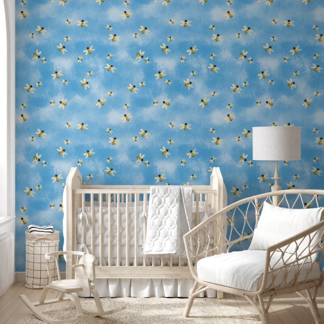 Papel Pintado Abejas del cielo azul (Niños)