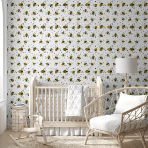 Papel Pintado Abejas Ocupadas Grandes con Patrón de Guardería pa