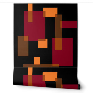 Papel Pintado Abstracción geométrica Naranja rojo marrón negro