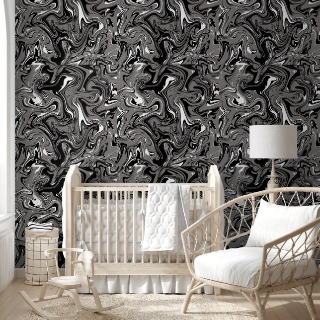 Papel Pintado Abstract Marble Black Trendy Pastel & Artistic  (Niños)