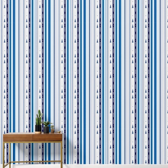 Papel Pintado Abstract Symphony in Blue 5 (Vertical Lines) (Pasillo)