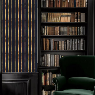 Papel Pintado Academia Oscura Azul oscuro y rayas de oro