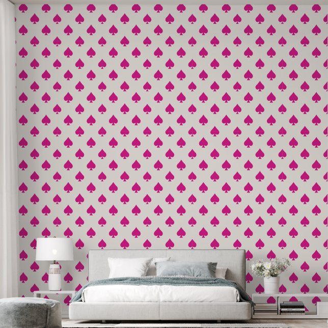 Papel Pintado Ace rosado de espadas Patrón Moda retro (Dormitorio)