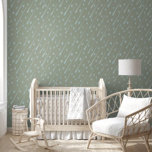 Papel Pintado Aceituna de día lluvioso (en ángulo) (Niños)