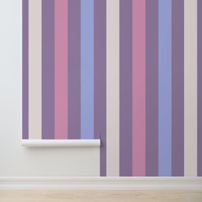 Papel Pintado Acento de bandas rosadas púrpura azul (Solicitud)