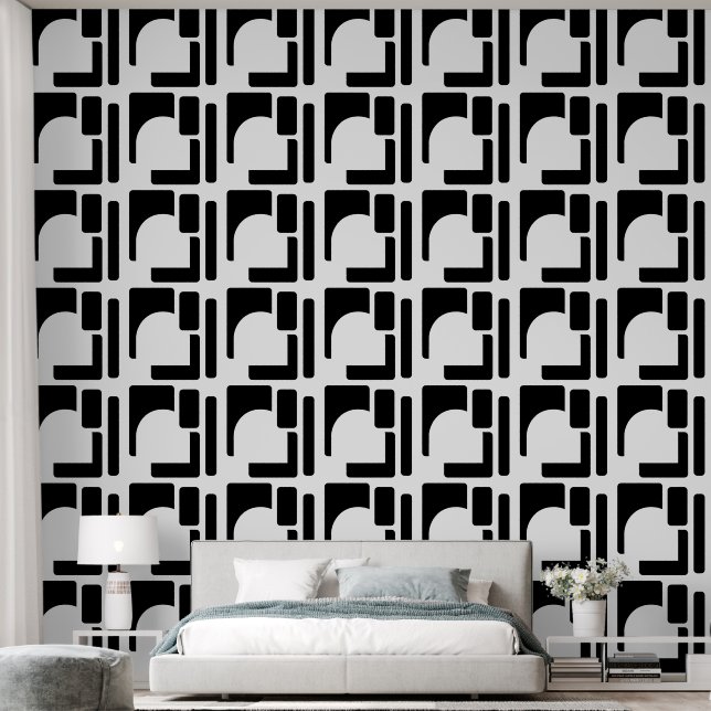Papel Pintado Acento de instrucción geométrica negrita (Dormitorio)