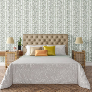 Papel Pintado Acento de patrón pequeño verde y blanco de moda