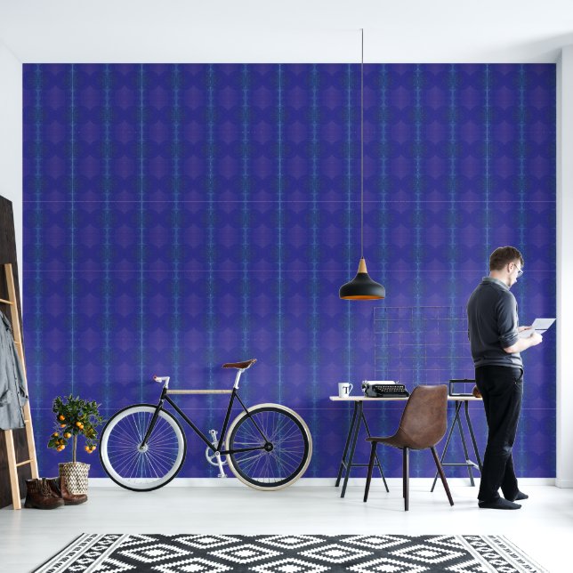 Papel Pintado Aceptación | Medallones Blue Indigo Violet Boho (Sala de estar)