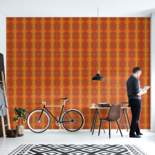 Papel Pintado Aceptación Medallones del Boho amarillo Naranja