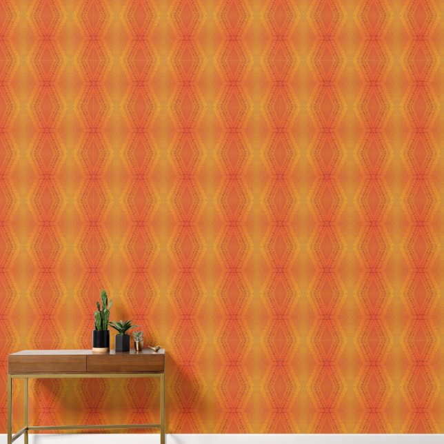 Papel Pintado Aceptación | Patrón de Shibori Amarillo Naranja Ro (Pasillo)