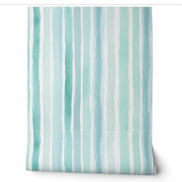 Papel Pintado Acuarela Aqua Patrón de Franja Vertical Costera 