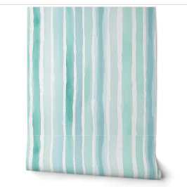 Papel Pintado Acuarela Aqua Patrón de Franja Vertical Costera 