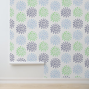 Papel Pintado Acuarela Azul Verde Floral Multicolor
