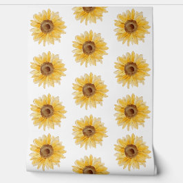 Papel Pintado Acuarela de girasol amarillo simple