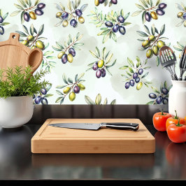 Papel Pintado Acuarela de olivo mediterráneo