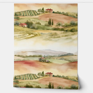 Papel Pintado Acuarela del campo toscano italiano