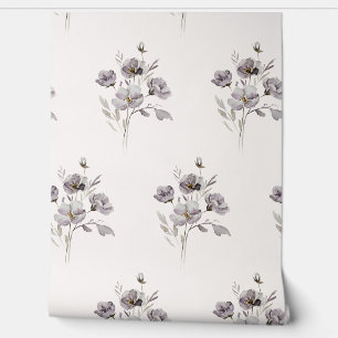 Papel Pintado acuarela delicada flor morada muda
