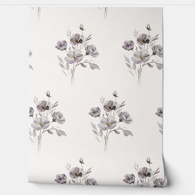 Papel Pintado acuarela delicada flor morada muda (Desenrollar)