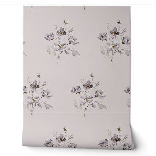 Papel Pintado acuarela delicada flor morada muda