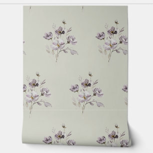 Papel Pintado acuarela delicada flor morada muda